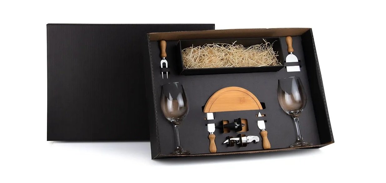 Kit queijo e vinho com espaço para Garrafa - 9 Pçs RBSM 90007