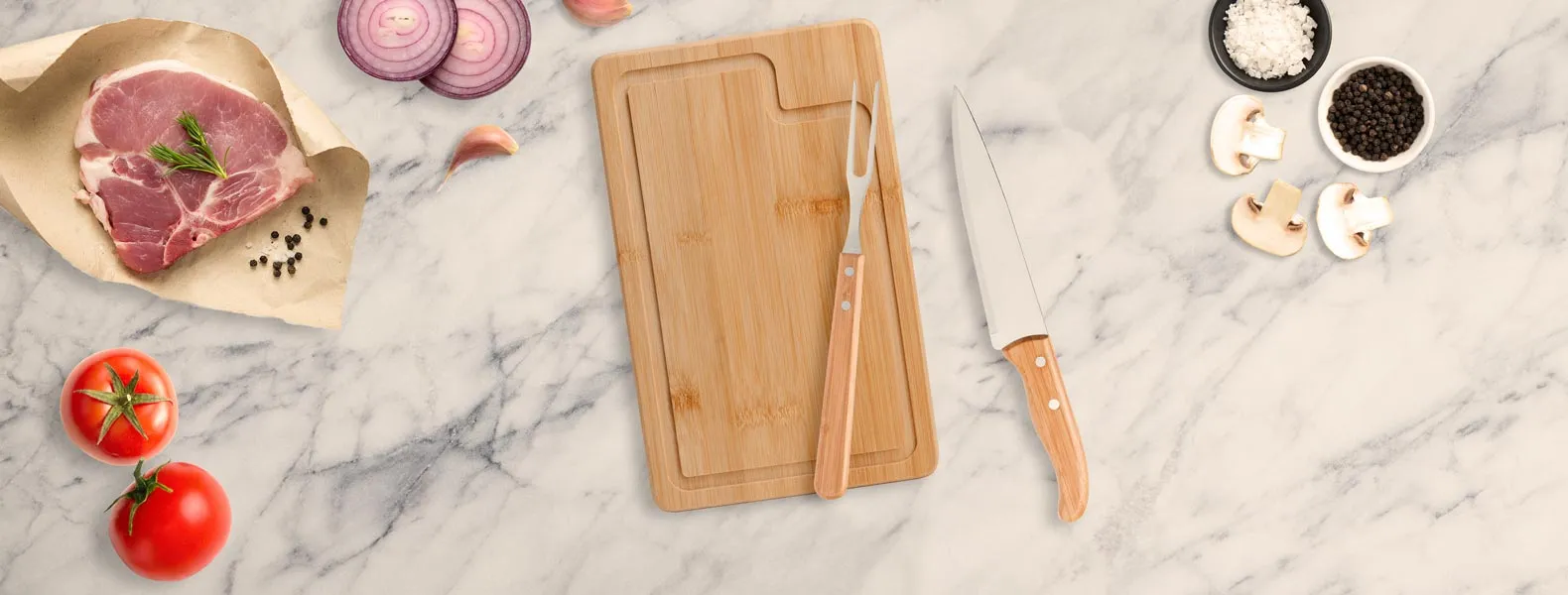 Kit Para Churrasco Em Bambu / Inox Dallas Com Faca 7 RBSM 19063 - Image 5